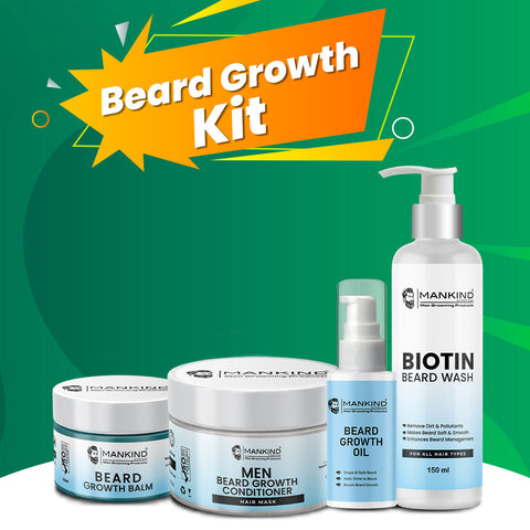 Beard Growth Kit -  Biotin Beard wash, Beard Growth Oil, Beard Growth Conditioner, Beard Growth Balm