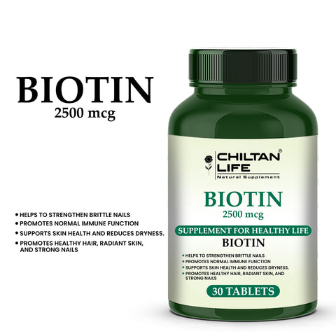 Biotin Vitamin Pills - 30 Biotin Tablets (2500mcg)