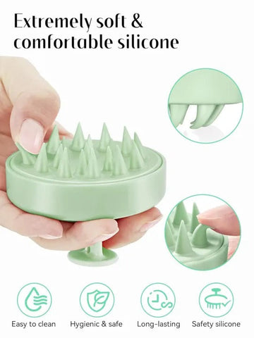 Silicon Head Scalp Massage Brush Shampoo Massager Brush with Soft Silicone Bristles For All Type Of Hairs Straight Curly Wet Dry For Men Women Children