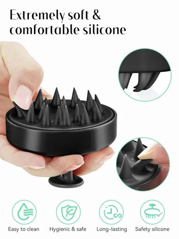Silicon Head Scalp Massage Brush Shampoo Massager Brush with Soft Silicone Bristles For All Type Of Hairs Straight Curly Wet Dry For Men Women Children