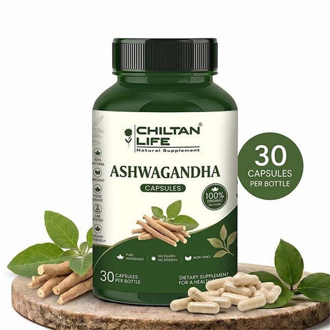 Ashwagandha Capsule 100% Natural Ashwagandha Tablets 30 Per Bottle - ChiltanPure
