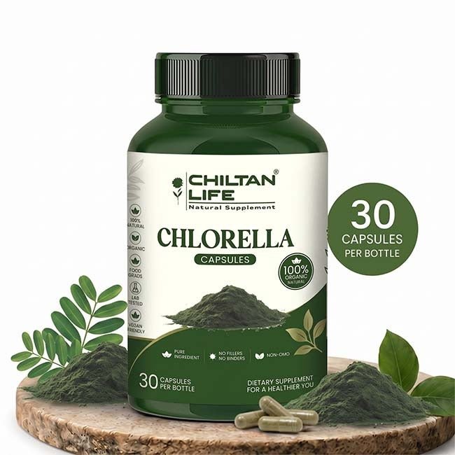 Mankind Chlorella Capsule bottle showing 30 tablets