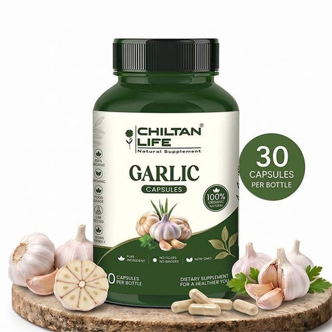 Garlic Capsule 100% Natural Garlic Tablets 30 Per Bottle 500mg - ChiltanPure