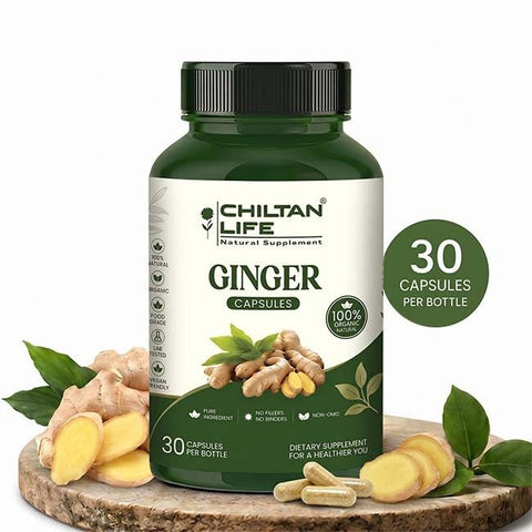 Mankind Ginger Capsules 500mg bottle, 30 tablets, front label