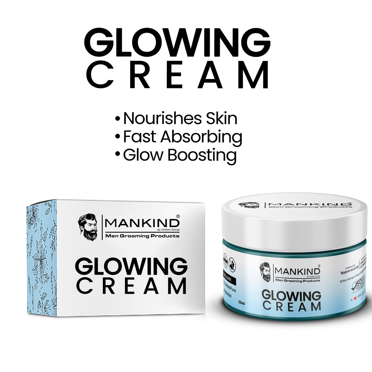 Mens All In One Face Glowing Cream – Light Weight Formula, Hydrates Skin, Fast Absorbing, Provides Glow to Skin & Restores Skin’s Elasticity