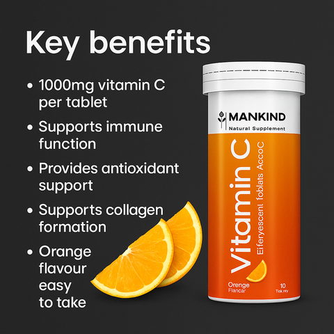 Mankind effervescent Vitamin C tablets with orange flavour