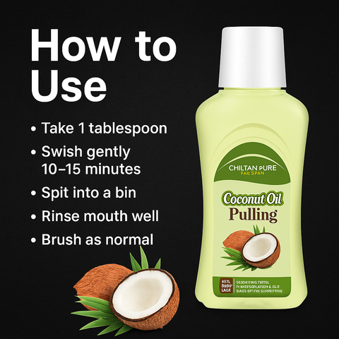 Mankind coconut oil jar with usage steps