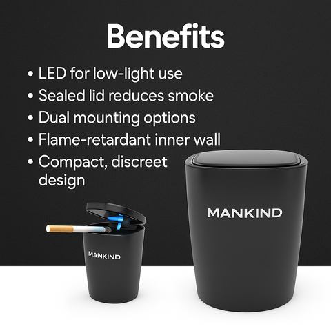 Mankind large car ashtray placed in car cup holder