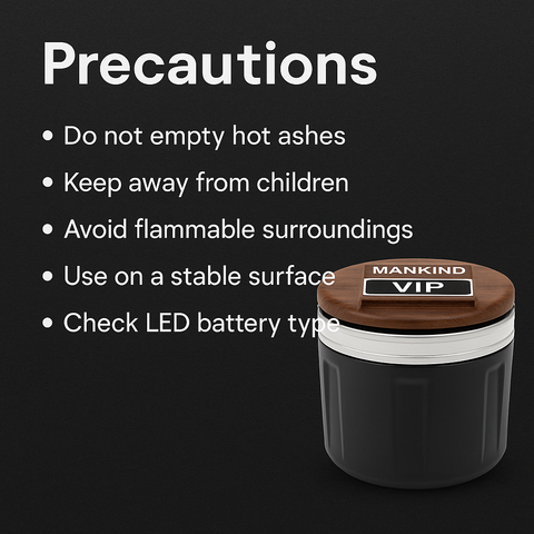 Mankind car ashtray safety and precautions