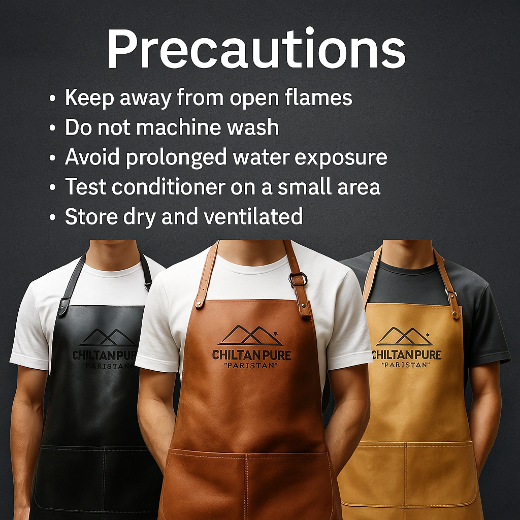 Mankind leather apron folded with care icons