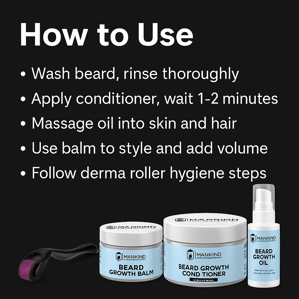 Mankind Beard Growth Kit usage steps