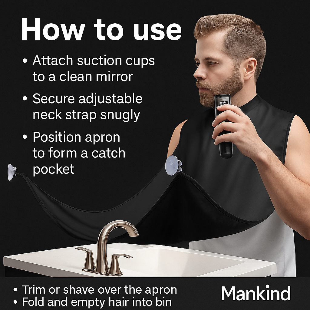 Mankind beard trimming apron how to use steps