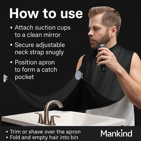 Mankind beard trimming apron how to use steps