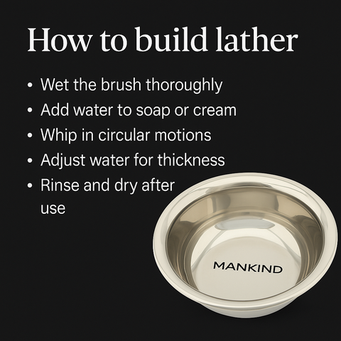 Mankind shaving bowl showing lathering steps