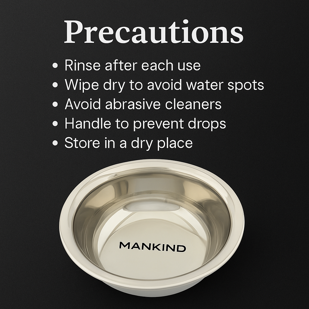 Mankind shaving bowl care and precautions