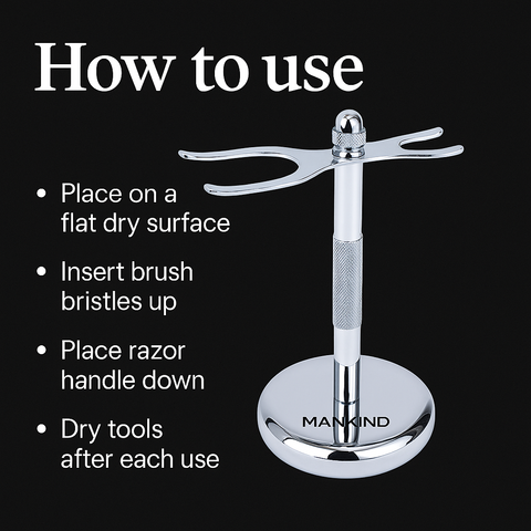 Mankind razor and brush stand usage steps