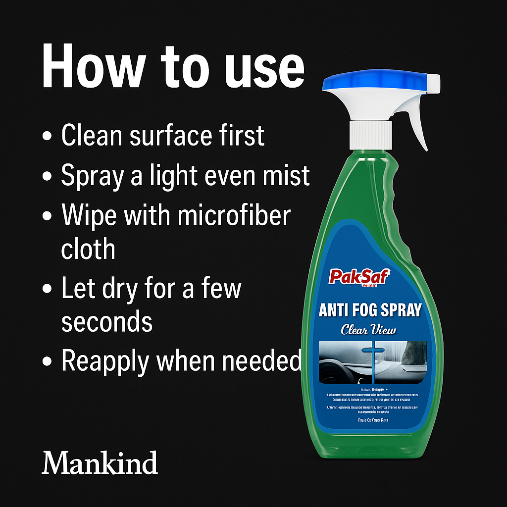 Mankind anti fog spray usage steps