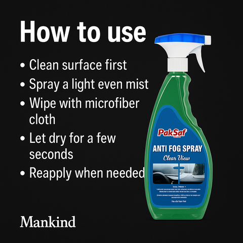 Mankind anti fog spray usage steps
