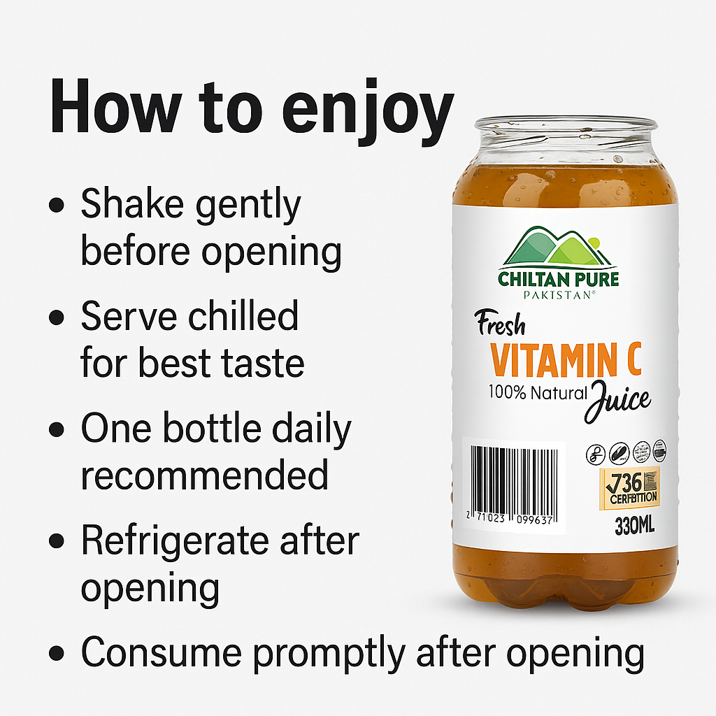 Mankind Vitamin C Juice 330ml serving instructions