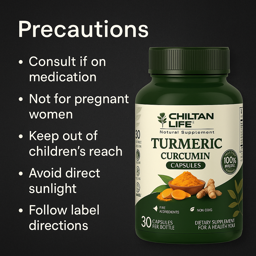Mankind turmeric supplement precaution notes