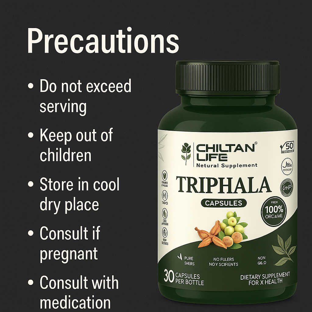 Mankind Triphala bottle with precautions