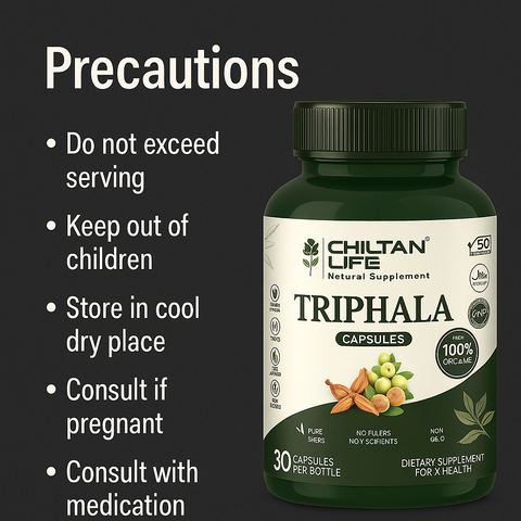 Mankind Triphala bottle with precautions