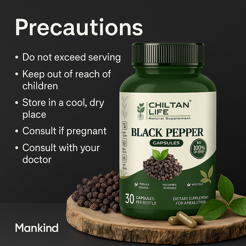 Mankind black pepper capsules precautions