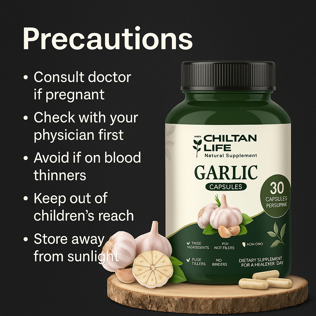 Mankind Garlic Capsules precautions
