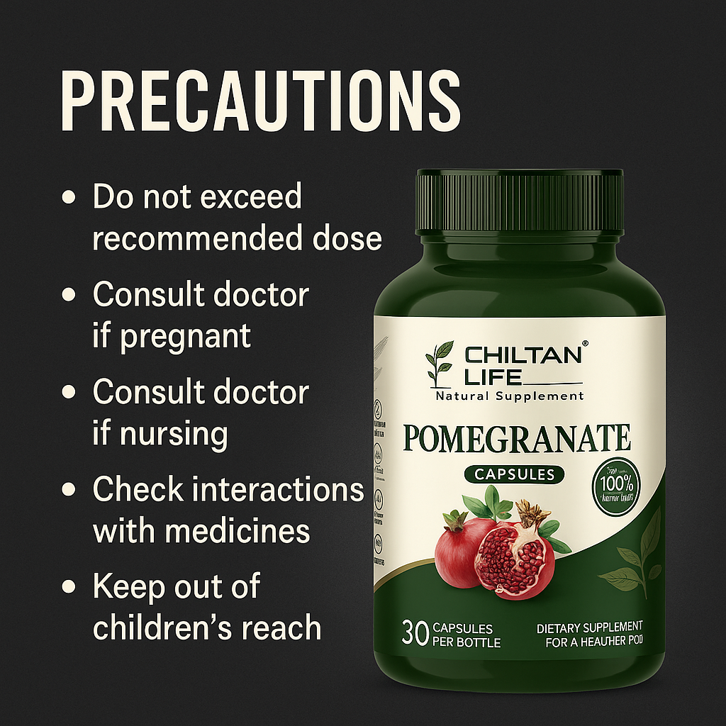 Pomegranate Capsule precautions from Mankind