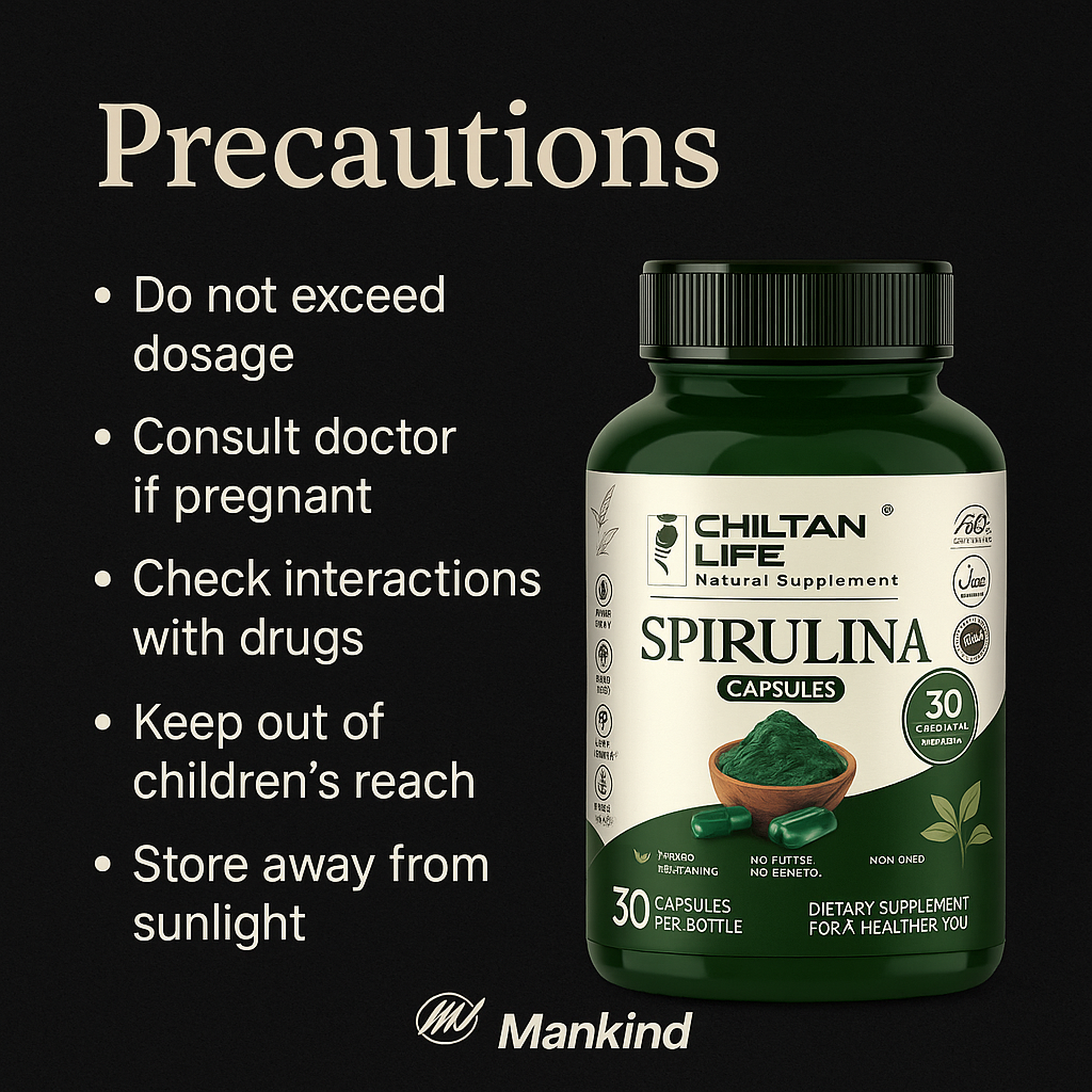 Mankind spirulina tablets precautions