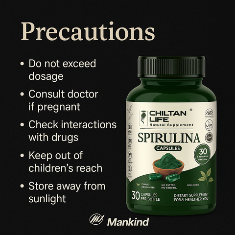 Mankind spirulina tablets precautions