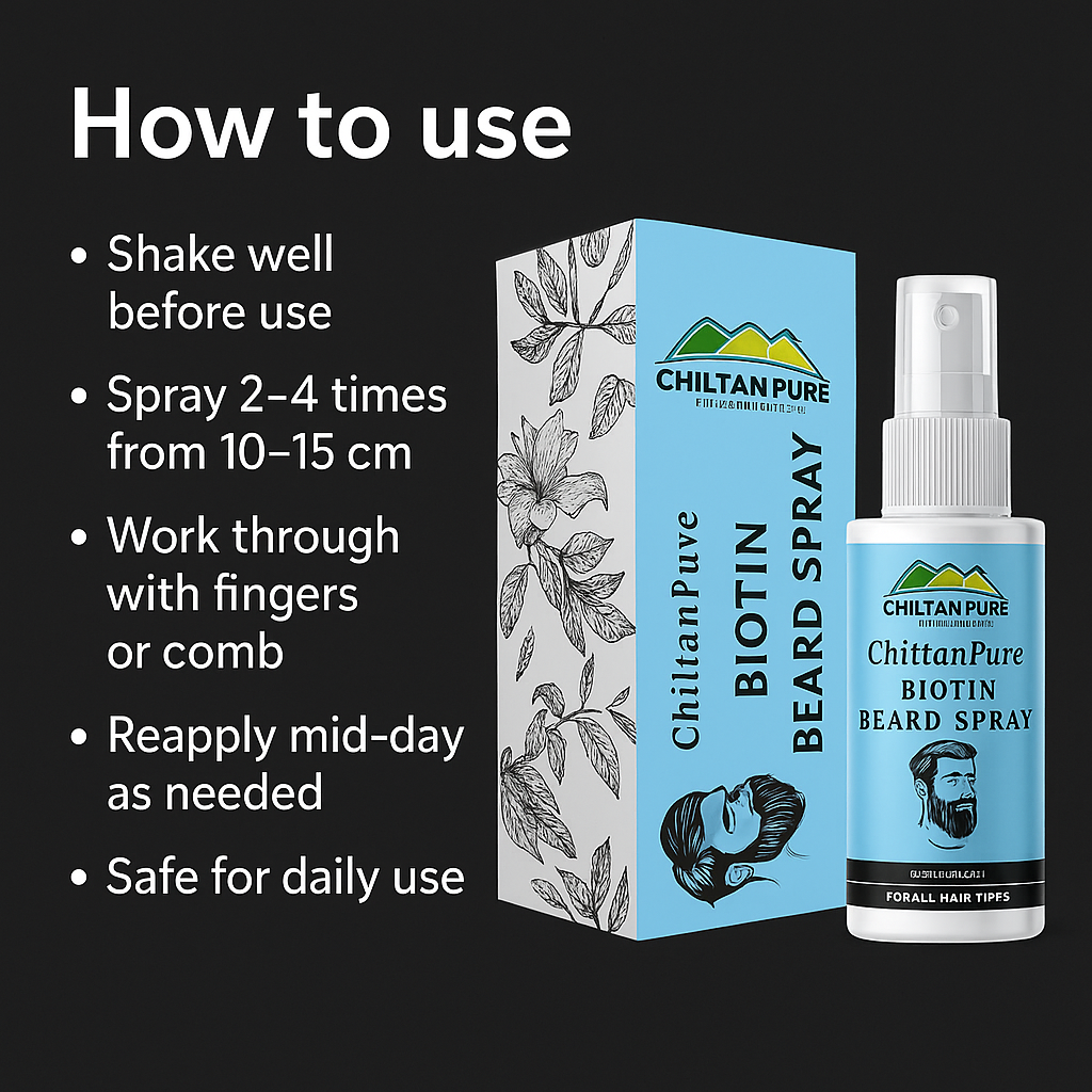 Mankind Biotin Beard Spray usage steps