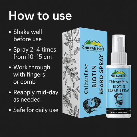 Mankind Biotin Beard Spray usage steps