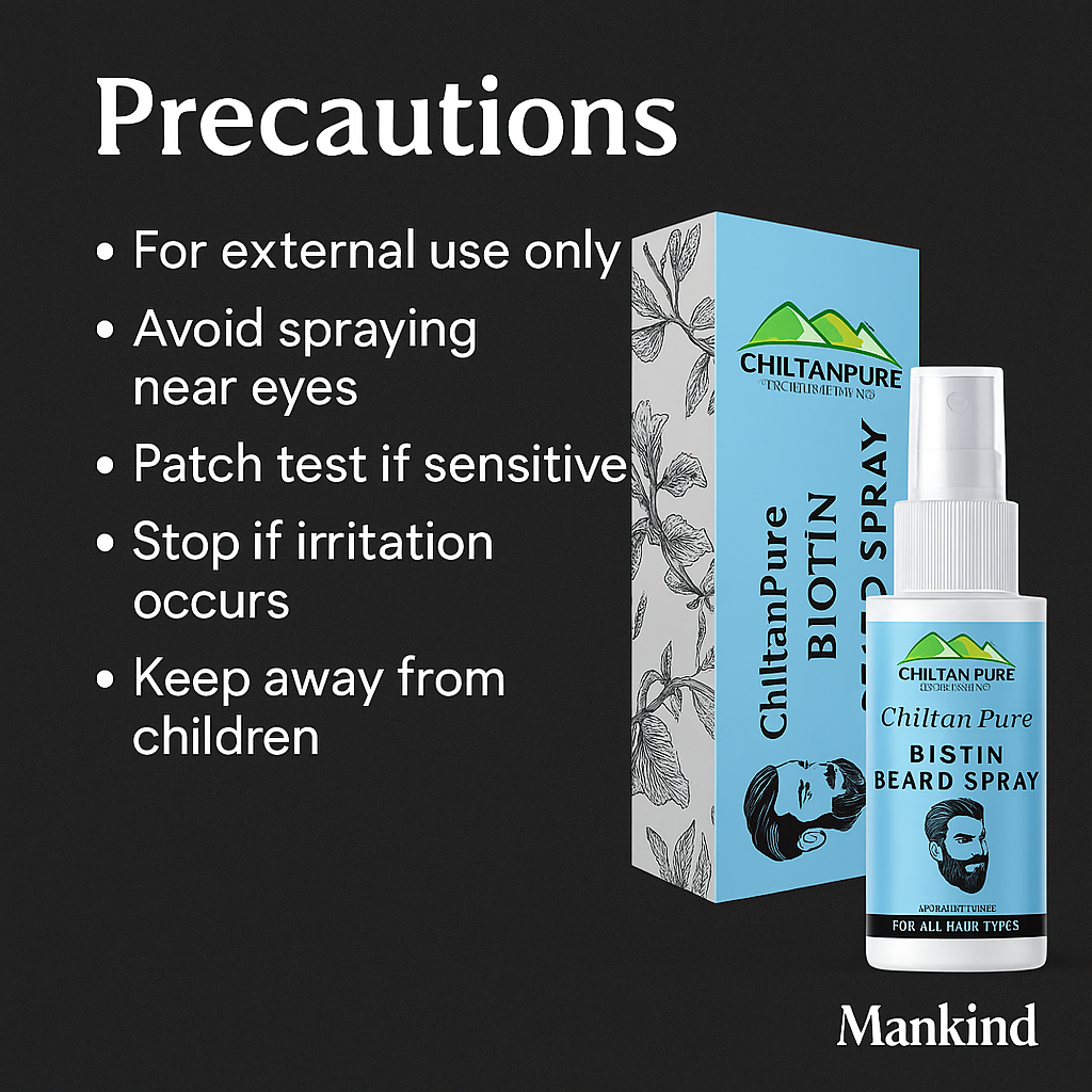 Mankind Biotin Beard Spray precautions