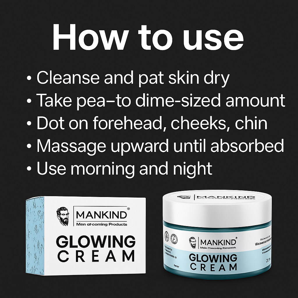 Mankind men's glowing cream usage steps
