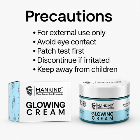 Mankind men's glowing cream precautions