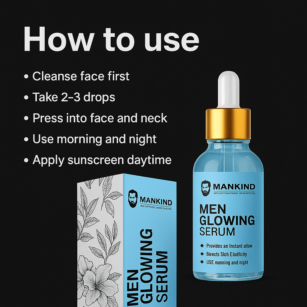 Mankind Men Glowing Serum how to use steps