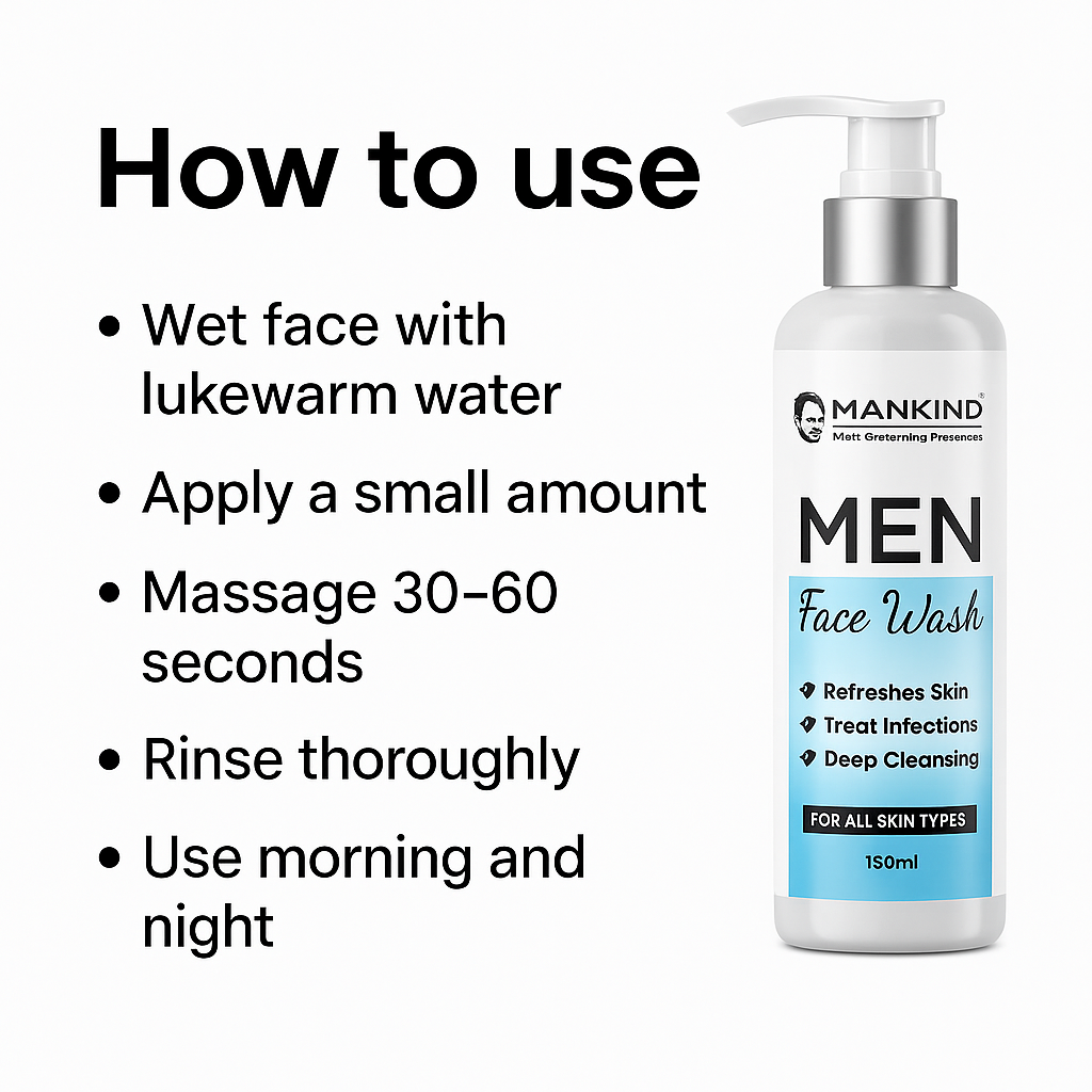 Mankind men face wash usage steps