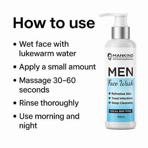 Mankind men face wash usage steps