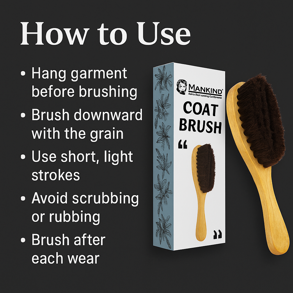 Mankind coat brush showing brushing technique