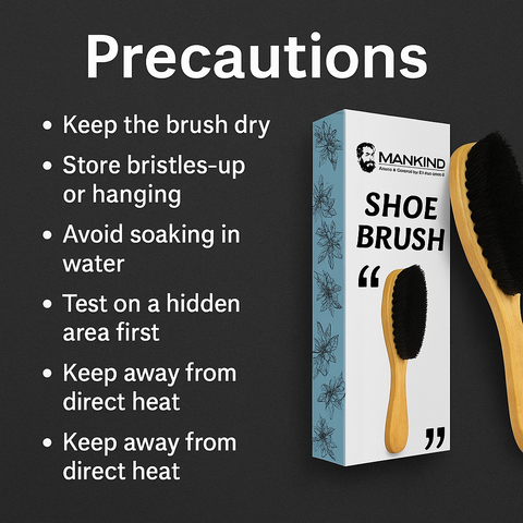 Mankind shoe brush stored bristles-up to show correct storage