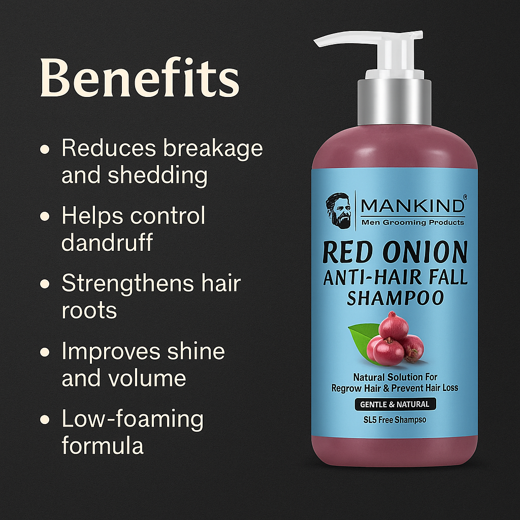 Mankind Red Onion shampoo key benefits
