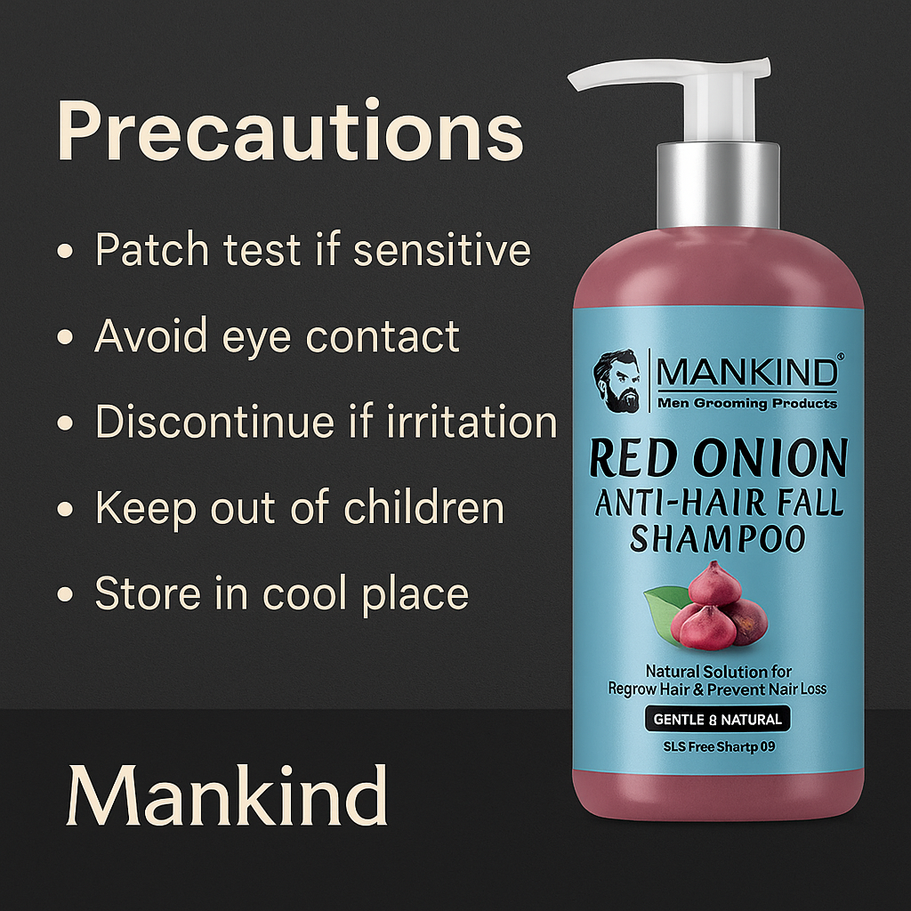 Mankind Red Onion shampoo precautions