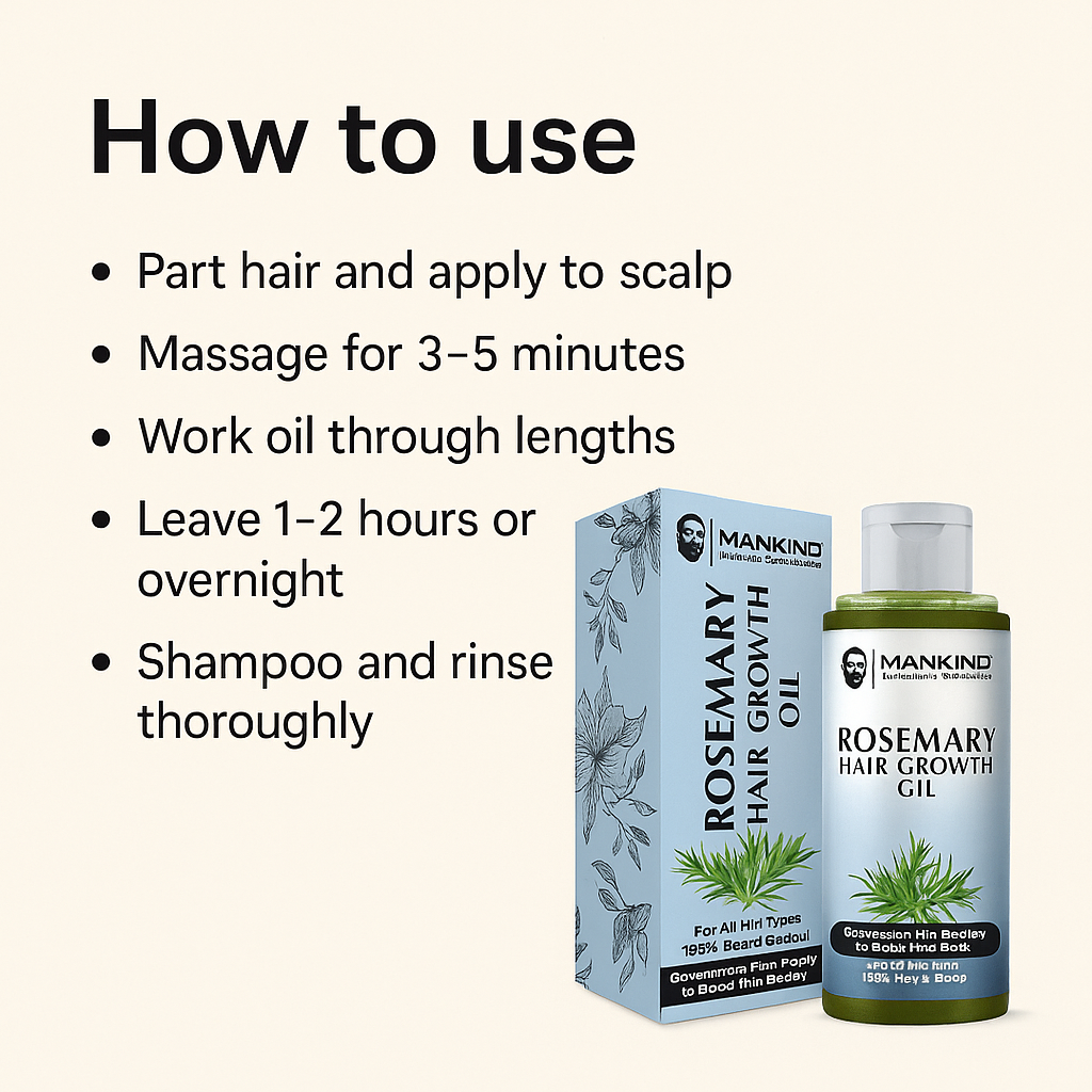 Mankind Rosemary Hair Growth Oil application steps