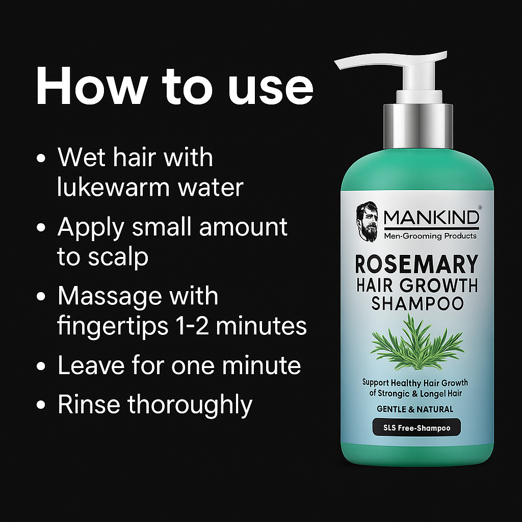 Mankind Rosemary Hair Growth Shampoo usage steps