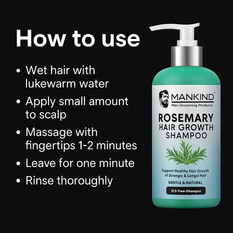 Mankind Rosemary Hair Growth Shampoo usage steps