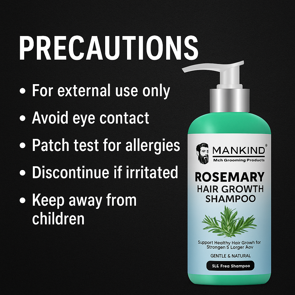 Mankind Rosemary Hair Growth Shampoo safety precautions