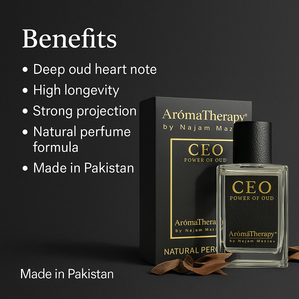 Mankind CEO perfume bottle highlighting benefits