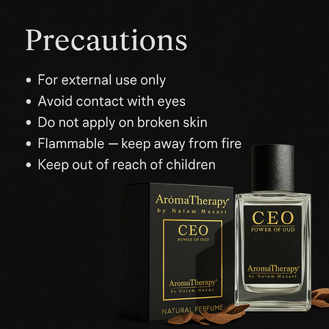 Mankind CEO perfume bottle with safety precautions