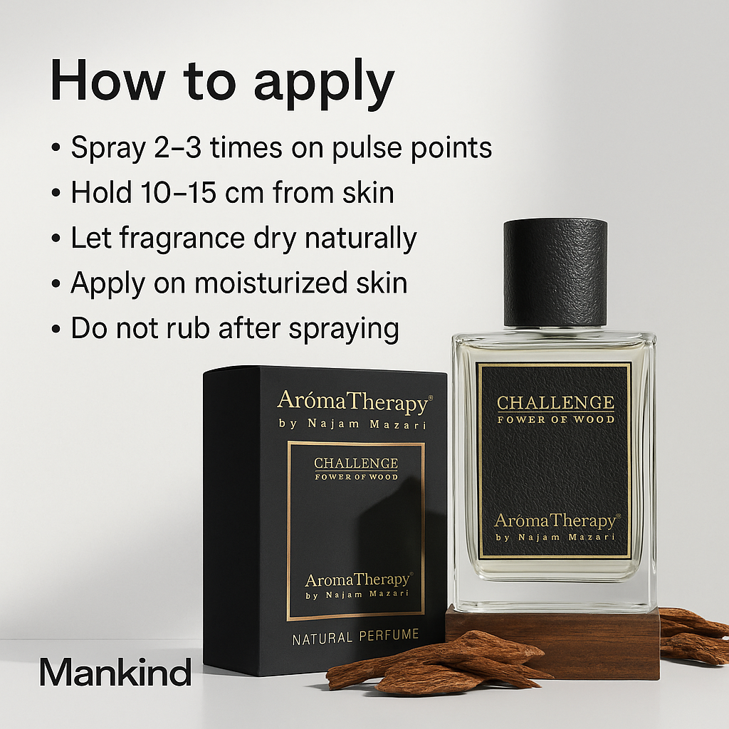 Mankind Challenge perfume bottle with application tips
